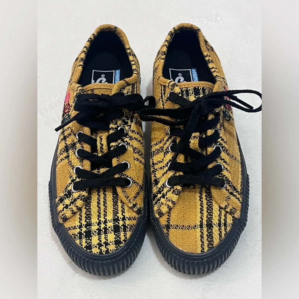 Vans UltraCush Alex Knost/Lee-Ann Curren Yellow Black Plaid Low-Top Sneakers - Picture 2 of 16